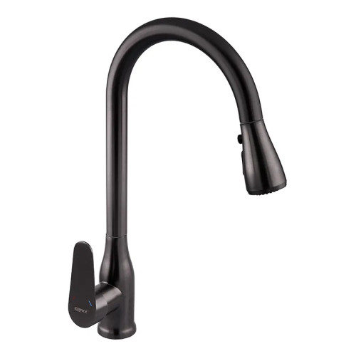 Смеситель для кухни с выдвижной лейкой Zerix PUL-014 Graphite из нерж. стали SUS304 (цвет графит) (ZX5036)
