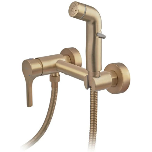 Настінний змішувач з гігієнічним душем ZERIX REX-222 BRUSHED GOLD з нерж. сталі (Колір матове золото) (ZX6122) Настінний змішувач з гігієнічним душем ZERIX REX-222 BRUSHED GOLD з нерж. сталі (Колір матове золото) (ZX6122)