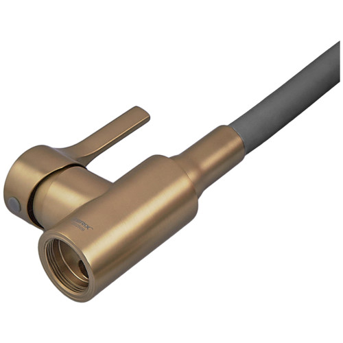 Змішувач для кухні ZERIX REX-011 BRUSHED GOLD REFL.GREY з нерж. сталі (Колір матове золото+силіконовий вилив сірий) (ZX6133)