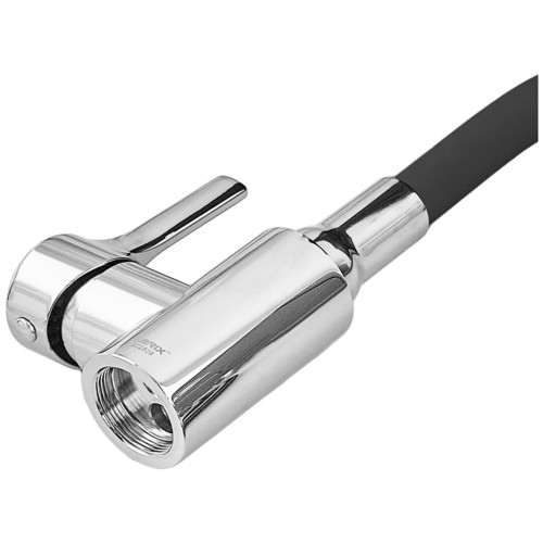 Змішувач для кухні ZERIX REX-011 CHROME REFL.BLACK з нерж. сталі (Колір хром+силіконовий вилив чорний) (ZX6127)