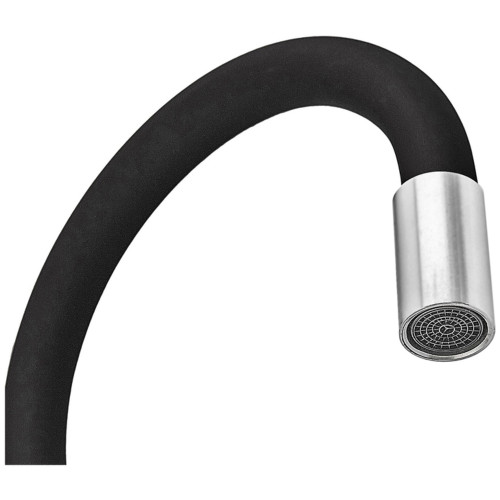 Змішувач для кухні ZERIX REX-011 CHROME REFL.BLACK з нерж. сталі (Колір хром+силіконовий вилив чорний) (ZX6127)