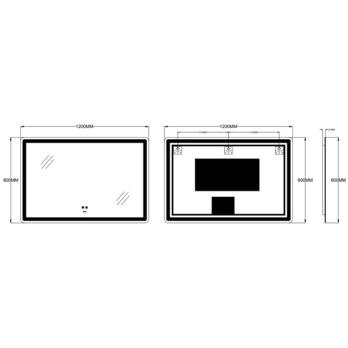 Дзеркало ZERIX MIRRA MR05-120x80 із LED Touch, Anti-fog, димером, рег. яскравості (ZX6061)