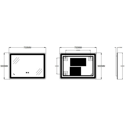 Дзеркало ZERIX MIRRA MR05-70x50-REVERSE із LED Touch, Anti-fog, димером, рег. яскравості (ZX6055)