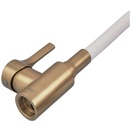 Змішувач для кухні ZERIX REX-011 BRUSHED GOLD REFL.WHITE з нерж. сталі (Колір матове золото+силіконовий вилив білий) (ZX6134)