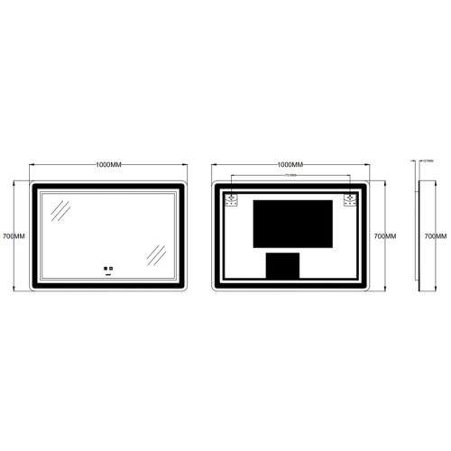 Дзеркало ZERIX MIRRA MR05-100x70 із LED Touch, Anti-fog, димером, рег. яскравості (ZX6060)