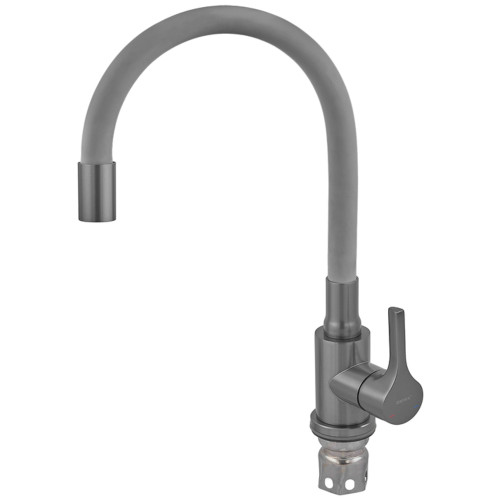 Змішувач для кухні ZERIX REX-011 GRAPHITE REFL.GREY з нерж. сталі (Колір графіт + силіконовий вилив сірий) (ZX6130)
