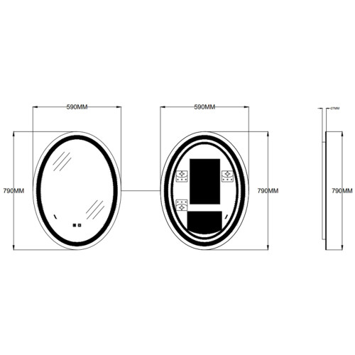 Дзеркало ZERIX FUSION MV01-60x80-REVERSE із LED Touch, Anti-fog, димером, рег. яскравості (ZX6068)