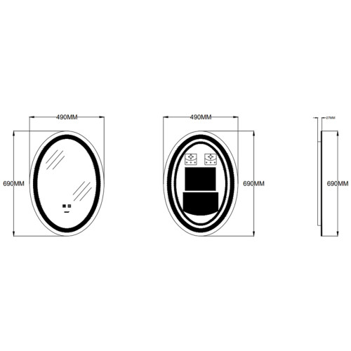 Дзеркало ZERIX FUSION MV01-50x70 із LED Touch, Anti-fog, димером, рег. яскравості (ZX6067)