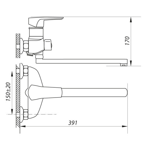Змішувач для ванни ZERIX NGB 180 (ZX0043)