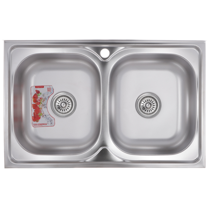 Мийка кухонна Zerix Z8050D-08-180MD DOUBLE (micro decor) (ZM0613)