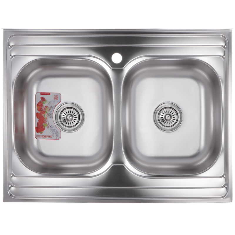 Мийка кухонна Zerix Z8060B-08-180MD DOUBLE (micro decor) (ZS0611)