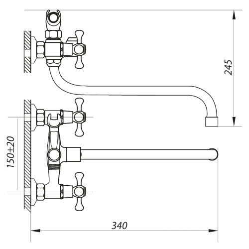Змішувач для ванни ZERIX DMT 836 (ZX0019)