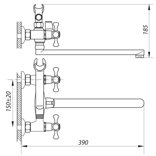 Змішувач для ванни Zerix DML 827 (ZX2996)