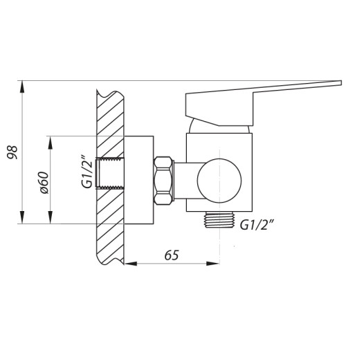 Змішувач для душу Zerix LR72003 (LL1195)
