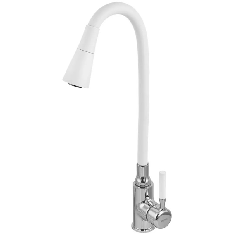 Смеситель для кухни Zerix Atrium-011-T Refl.WHITE (Цвет хром+силик.излив белый) (ZX4719)