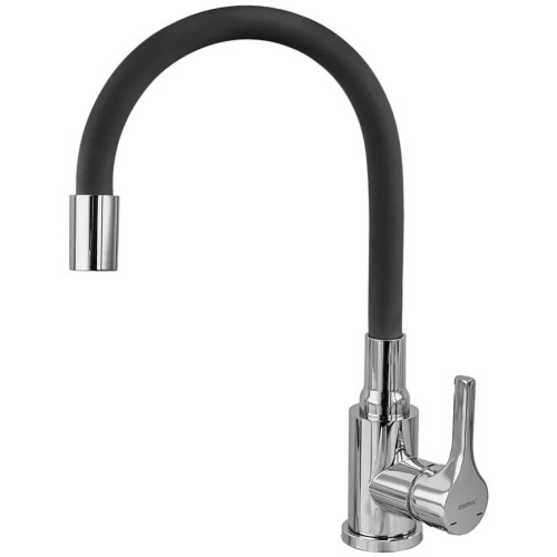 Смеситель для кухни ZERIX REX-011 CHROME REFL.BLACK из нерж. стали (Цвет хром+силиконовый излив черный) (ZX6127) Смеситель для кухни ZERIX REX-011 CHROME REFL.BLACK из нерж. стали (Цвет хром+силиконовый излив черный) (ZX6127)