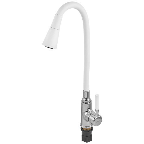Смеситель для кухни Zerix Atrium-011-T Refl.WHITE (Цвет хром+силик.излив белый) (ZX4719)