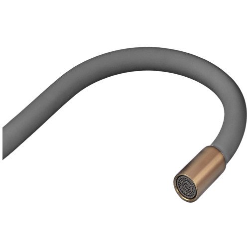 Смеситель для кухни ZERIX REX-011 BRUSHED GOLD REFL.GREY из нерж. стали (Цвет матовое золото+силиконовый излив серый) (ZX6133)
