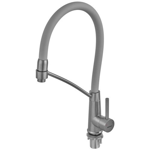 Смеситель для кухни с силиконовым изливом Zerix FUL-017 Graphite Refl.Gray из нерж. стали SUS304 (цв.графит) (ZX5996)