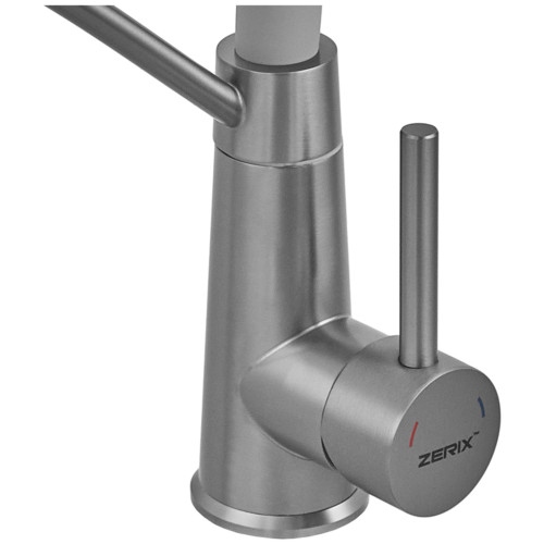 Смеситель для кухни с силиконовым изливом Zerix FUL-017 Graphite Refl.Gray из нерж. стали SUS304 (цв.графит) (ZX5996)