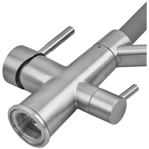 Смеситель для кухни с силиконовым изливом Zerix FUL-021 Refl.Gray из нерж. стали SUS304 с выходом для пит.воды (ZX5998)