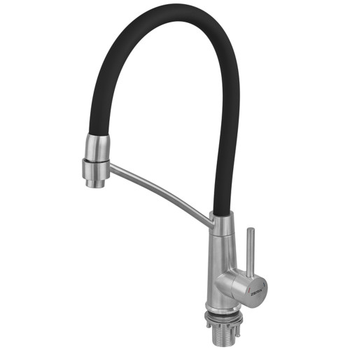 Смеситель для кухни с силиконовым изливом Zerix FUL-017 Refl.Black из нерж. стали SUS304 (изл.черный) (ZX5992)