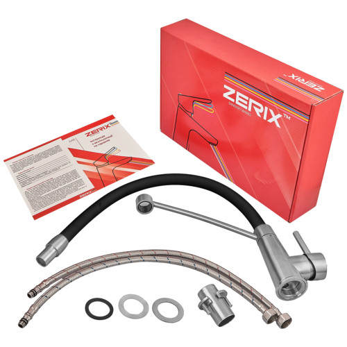 Смеситель для кухни с силиконовым изливом Zerix FUL-017 Refl.Black из нерж. стали SUS304 (изл.черный) (ZX5992)