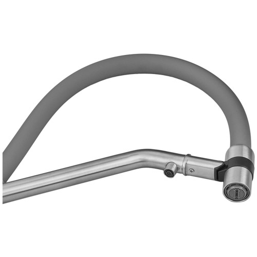 Смеситель для кухни с силиконовым изливом Zerix MAG-021 Refl.Gray из нерж. стали SUS304 с выходом для пит.воды (изл.серый) (ZX6004)