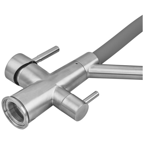 Смеситель для кухни с силиконовым изливом Zerix MAG-021 Refl.Gray из нерж. стали SUS304 с выходом для пит.воды (изл.серый) (ZX6004)