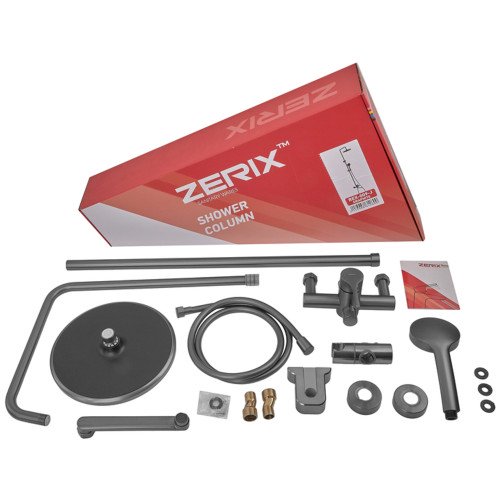 Душевая колонна со смесителем ZERIX REX-009-J GRAPHITE из нерж. стали (Цвет графит) (ZX6126)