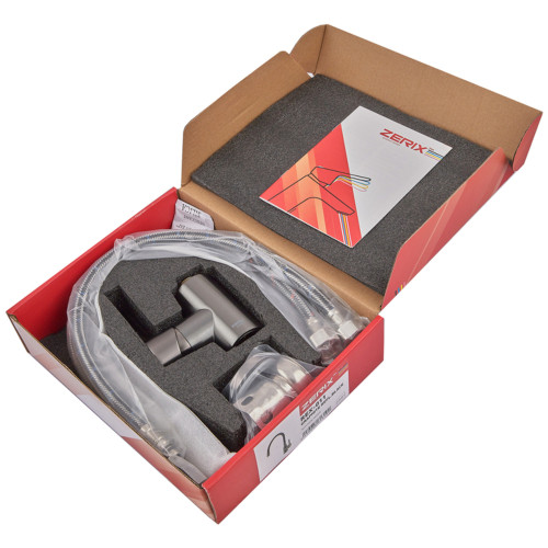 Смеситель для кухни ZERIX REX-011 GRAPHITE REFL.BLACK из нерж. стали (Цвет графит+силиконовый излив черный) (ZX6131)