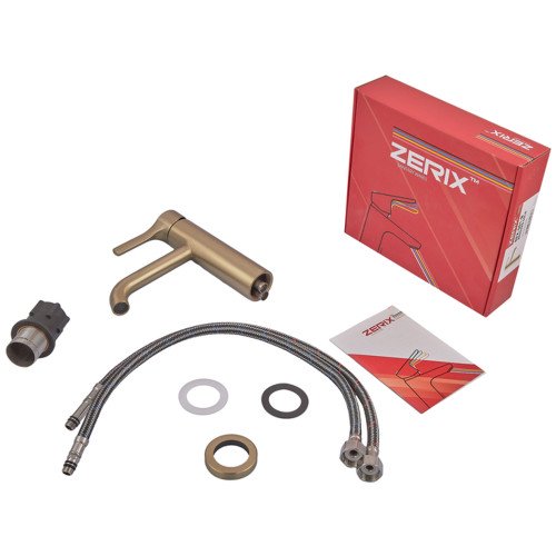 Смеситель для умывальника ZERIX REX-001-B BRUSHED GOLD из нерж. стали (Цвет матовое золото) (ZX6116)