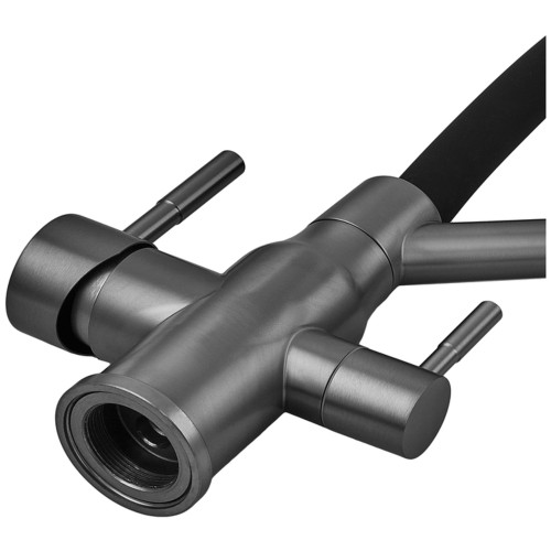 Змішувач для кухні з силіконовим виливом Zerix MAG-021 Graphite Refl.Black з нержавіючої сталі SUS304 з виходом для питної води (ZX6005)