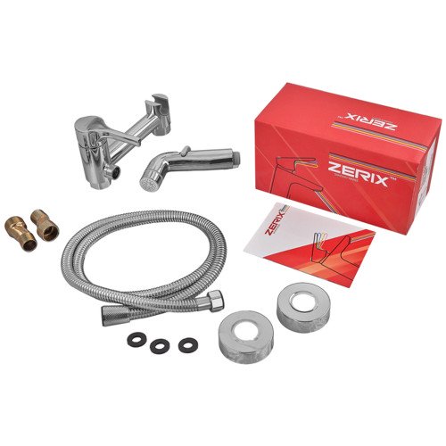 Смеситель настенный с гигиеническим душем ZERIX REX-222 CHROME из нерж. стали (Цвет хром) (ZX6121)