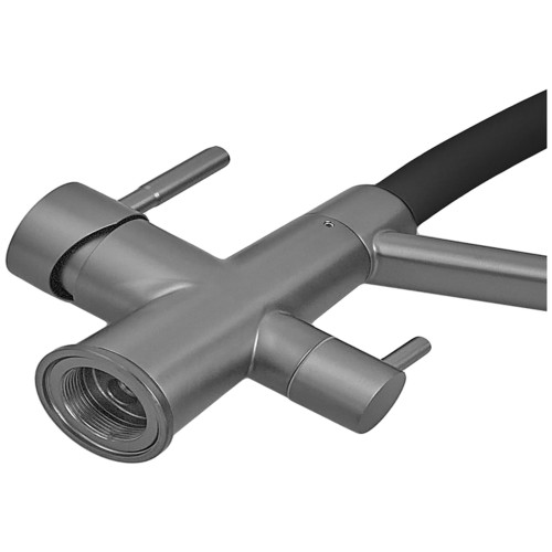 Смеситель для кухни с силиконовым изливом Zerix FUL-021 Graphite Refl.Black из нерж. стали SUS304 с выходом для пит.воды (ZX5999)