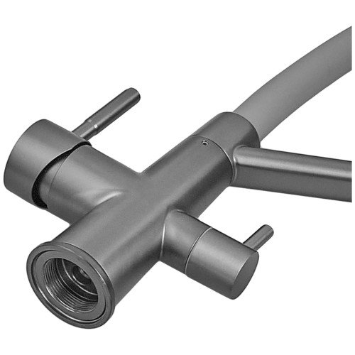 Змішувач для кухні з силіконовим виливом Zerix FUL-021 Graphite Refl.Gray з нержавіючої сталі SUS304 з виходом для питної води (ZX6000)