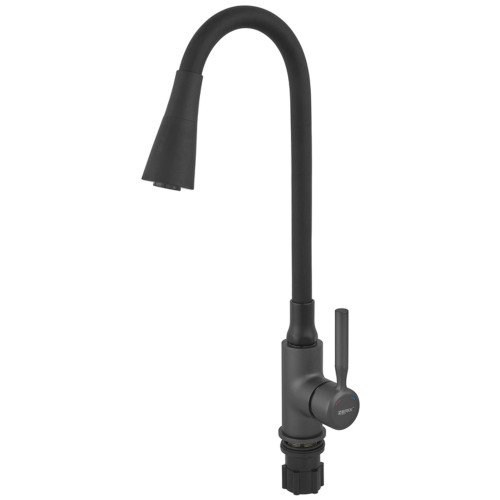 Смеситель для кухни Zerix Atrium-011-T Graphite Refl.Black (Цвет графит+силик.излив черный) (ZX6106)
