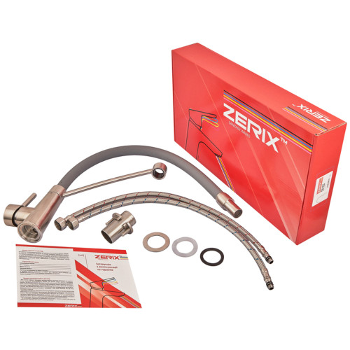 Смеситель для кухни с силиконовым изливом Zerix FUL-017 Refl.Gray из нерж. стали SUS304 (изл.серый) (ZX5993)