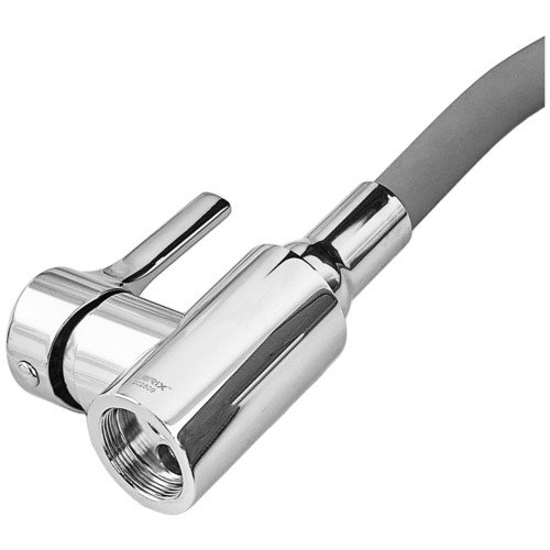 Смеситель для кухни ZERIX REX-011 CHROME REFL.GREY из нерж. стали (Цвет хром+силиконовый излив серый) (ZX6128)
