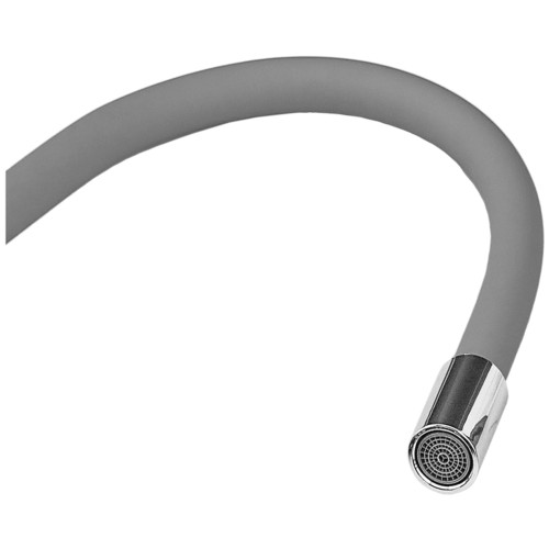 Смеситель для кухни ZERIX REX-011 CHROME REFL.GREY из нерж. стали (Цвет хром+силиконовый излив серый) (ZX6128)