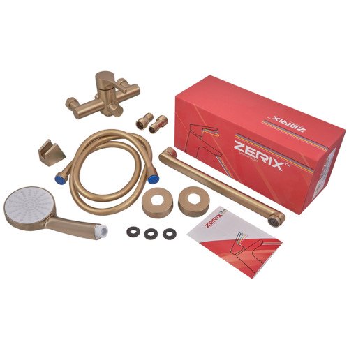 Смеситель для ванны ZERIX REX-006 (EURO) BRUSHED GOLD из нерж. стали (Цвет матовое золото) (ZX6119)