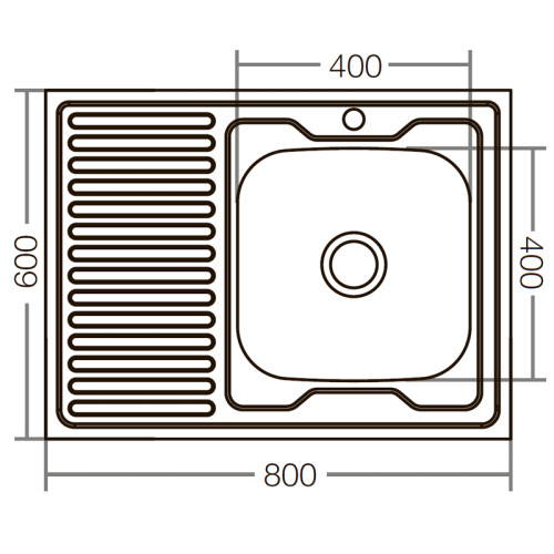 Кухонная мойка накладная ZERIXZ8060R-04-160E (satin) (ZX1619)