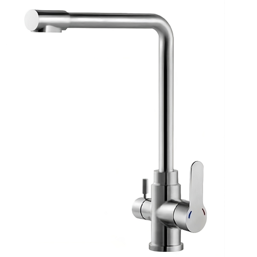 Смеситель для кухни ZERIX DAX-021 с вых. для питьевой воды (нерж. сталь) (ZX4826)