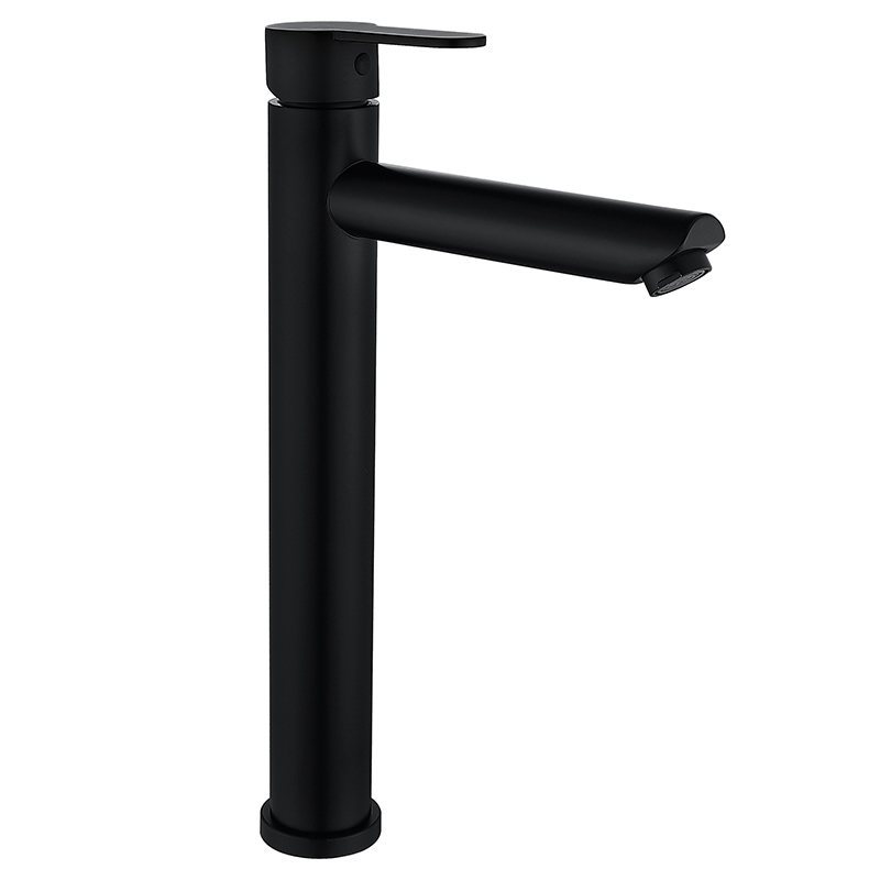Смеситель для умывальника ZERIX DAX-001-A-HIGH BLACK с нерж. стали SUS304 (черный) (ZX4810)