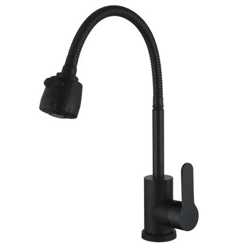 Смеситель для кухни ZERIX DAX-011 BLACK REFLECTOR с нерж. стали SUS304 (цв. черный) (ZX4822)