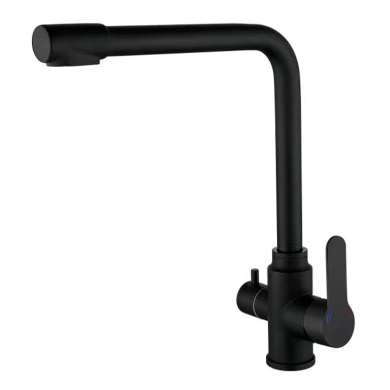 Смеситель для кухни ZERIX DAX-021 BLACK с вых. для питьевой воды (нерж. сталь) (ZX4825)