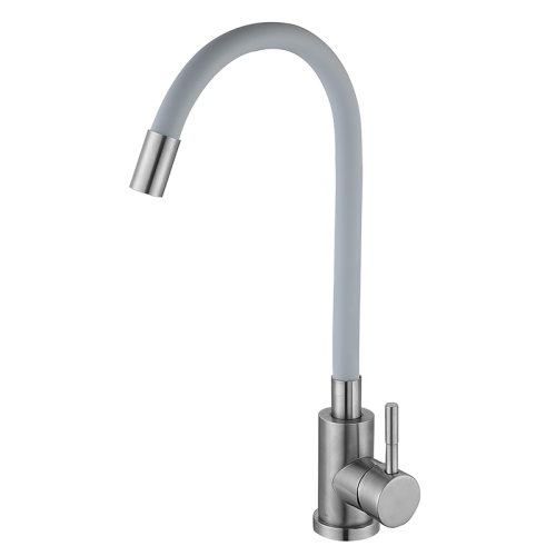 Кухонный смеситель с серым силиконовым изливом ZERIX LUX-011 REFL.GRAY (нерж. сталь) (ZX4876)