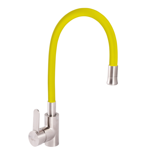 Смеситель для кухни Zerix LR74004-4 с желтым гибким изливом (LL1477) Смеситель для кухни Zerix LR74004-4 с желтым гибким изливом (LL1477)