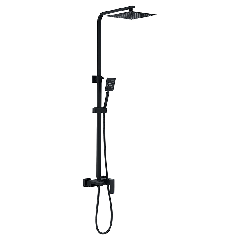 Душевая колонна со смесителем ZERIX KUB-008-J BLACK из нерж. стали SUS304 (черный) (ZX4853)