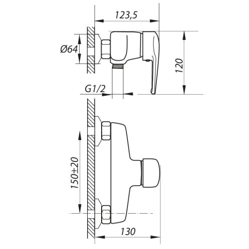 Змішувач для душу Zerix GIT-A 181 (ZX0036)